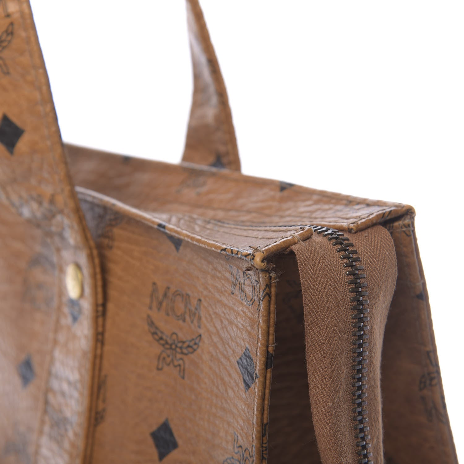 MCM Visetos Shopper Tote Cognac 10 of 16