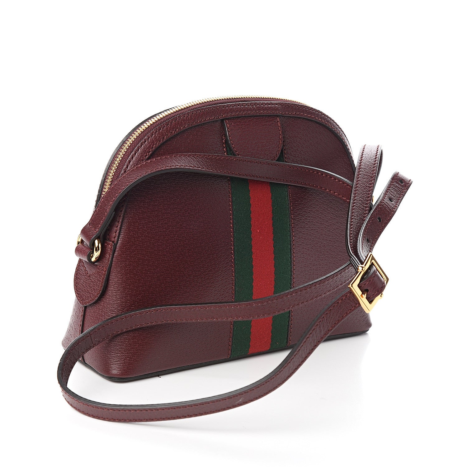 Gucci Textured Calfskin Web Small Ophidia Dome Shoulder Bag Vintage Bordeaux 2 of 9