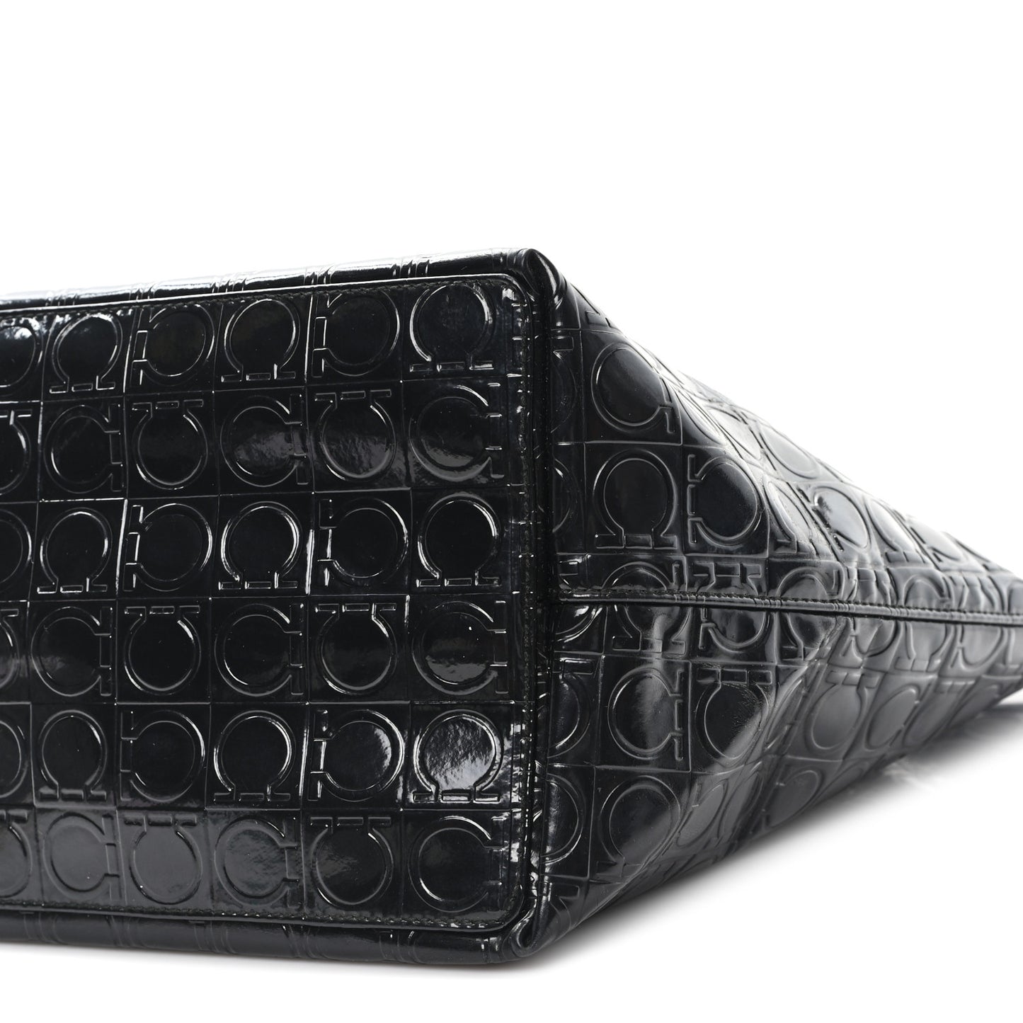 Patent Gancini Embossed Tote Black