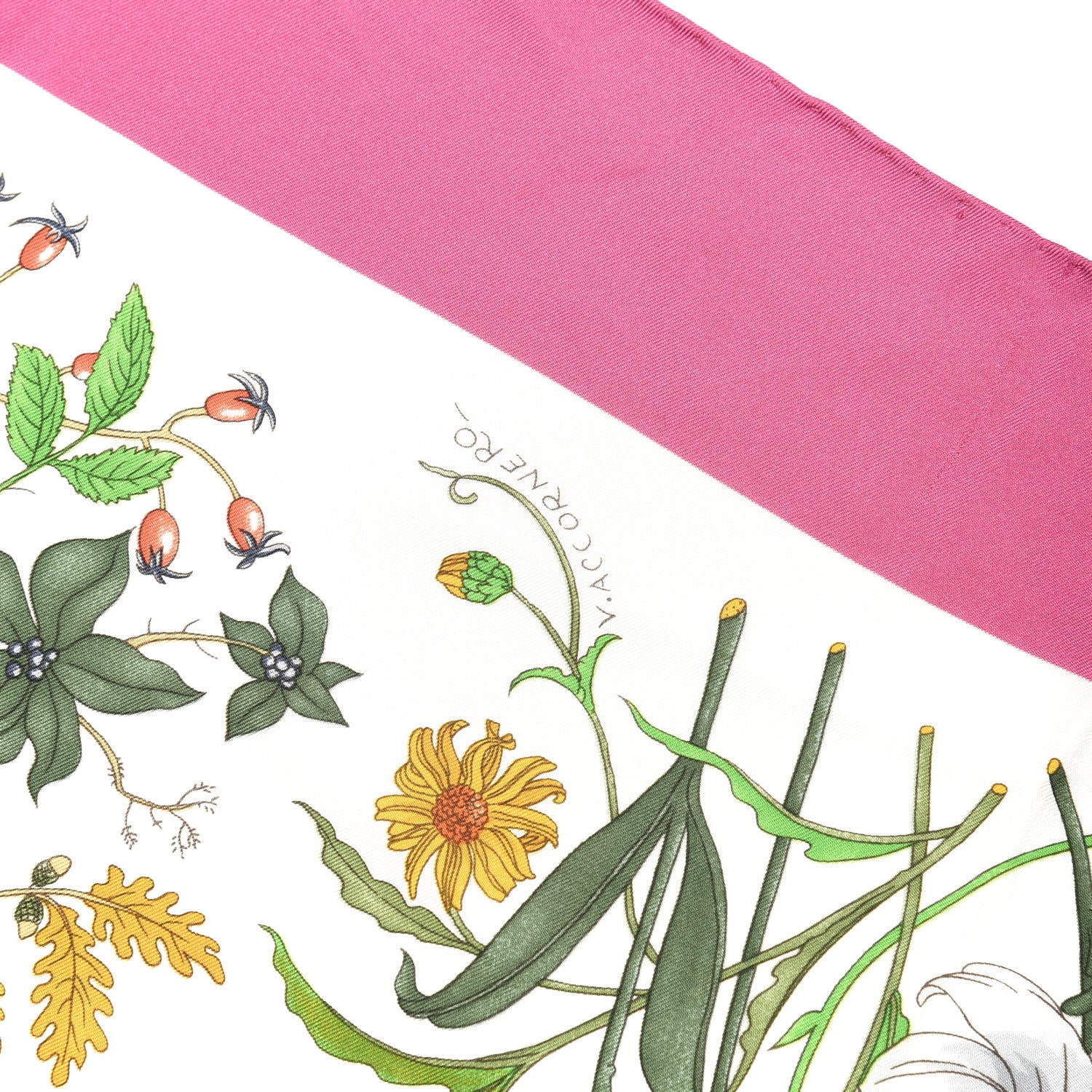 Gucci Silk Twill Flora Fluo Square Scarf Ivory Pink 3 of 8