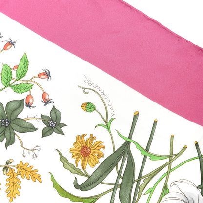 Gucci Silk Twill Flora Fluo Square Scarf Ivory Pink 3 of 8