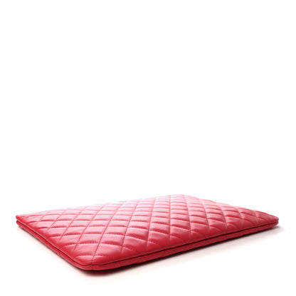 Chanel Lambskin Quilted Large Cosmetic Case Red 4 of 7