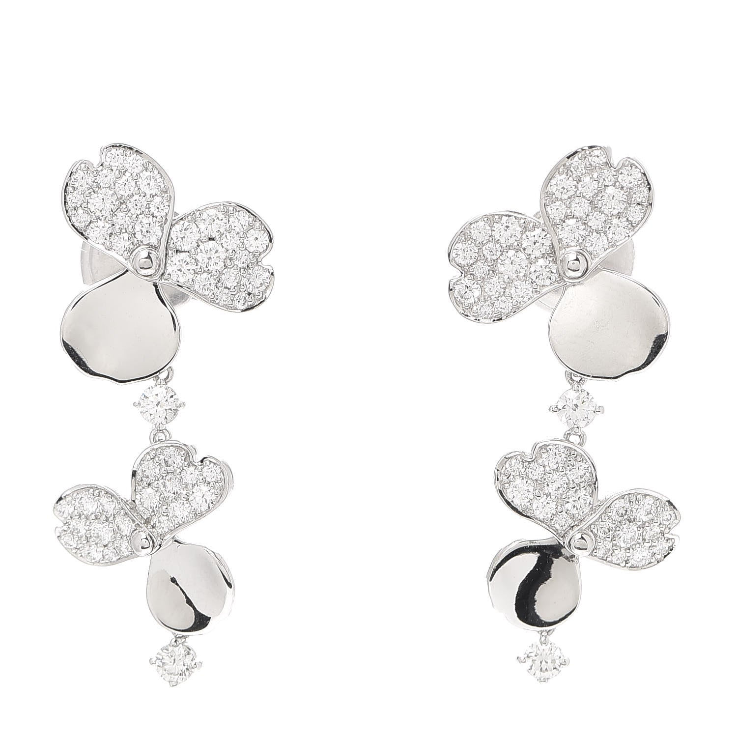 Tiffany Platinum Diamond Paper Flowers Cluster Drop Earrings 1 of 5