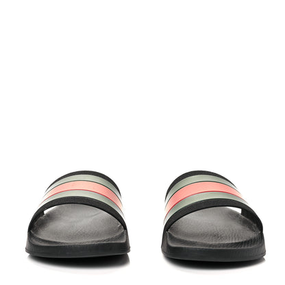 Gucci Rubber Web Mens Pool Slide Sandals 7 Black Green Red 2 of 6