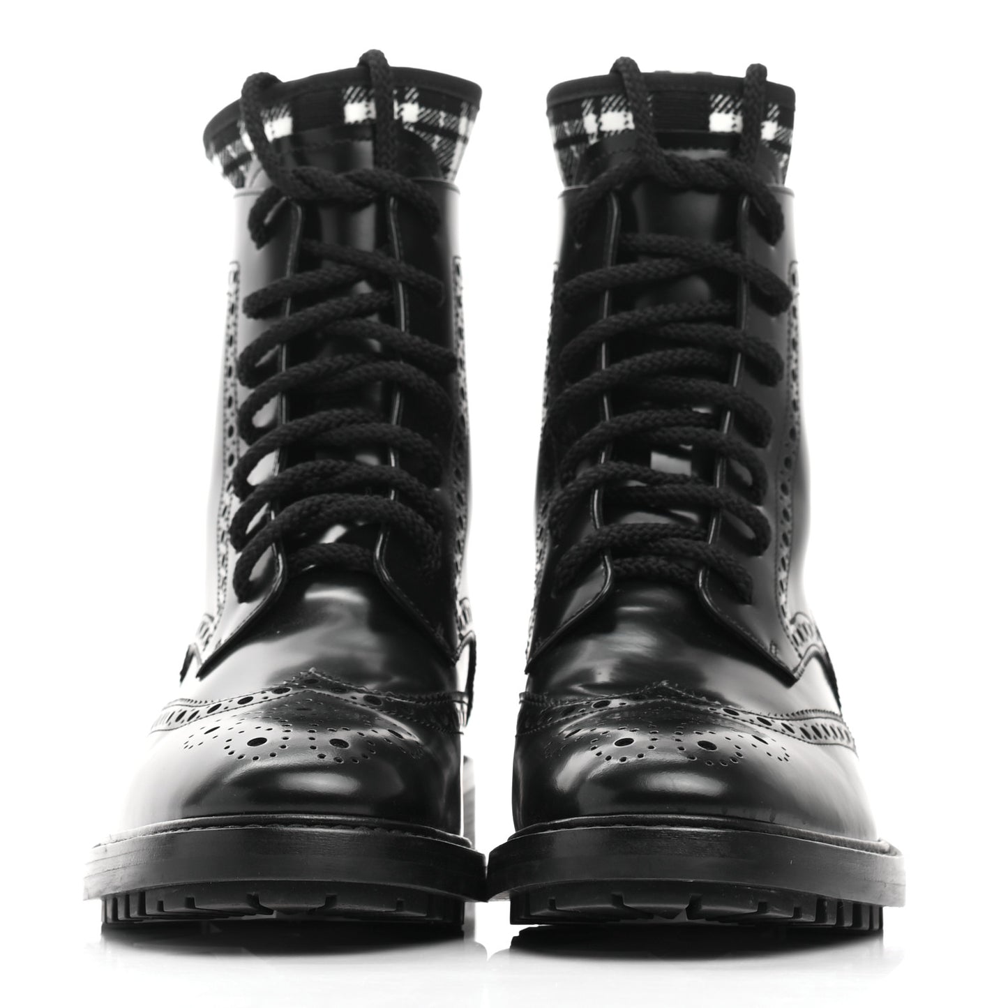 Calfskin Tartan D-Order Low Boot 36.5 Black White