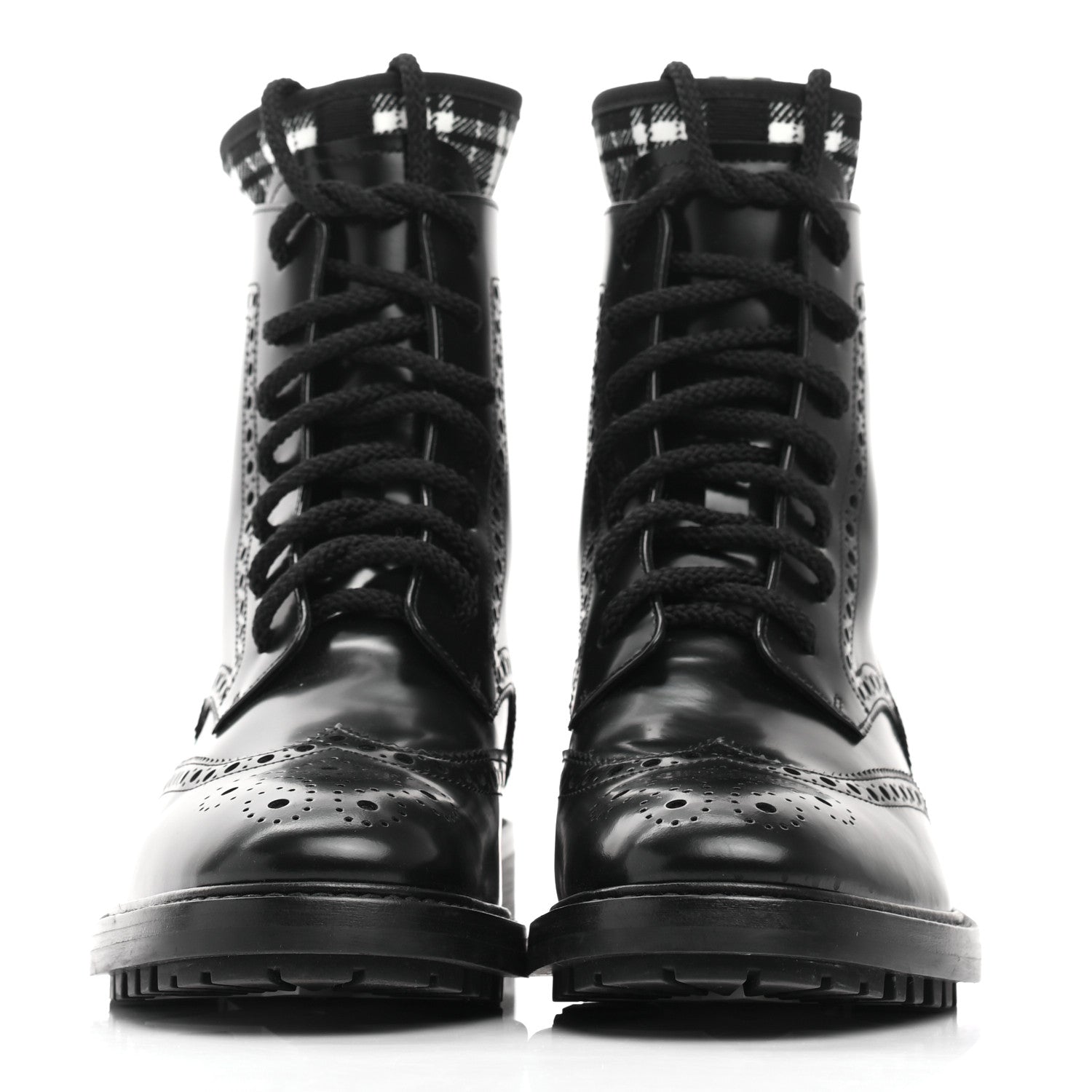 Christian Dior Calfskin Tartan D-Order Low Boot 36.5 Black White 2 of 8