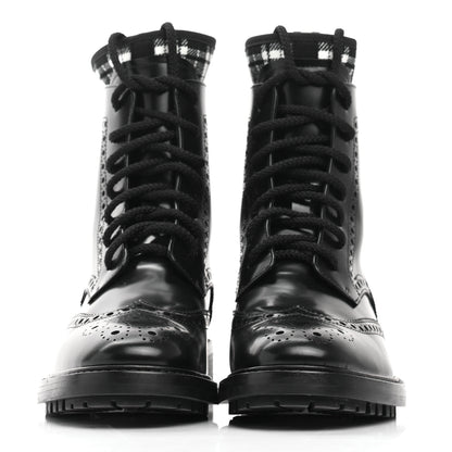 Christian Dior Calfskin Tartan D-Order Low Boot 36.5 Black White 2 of 8