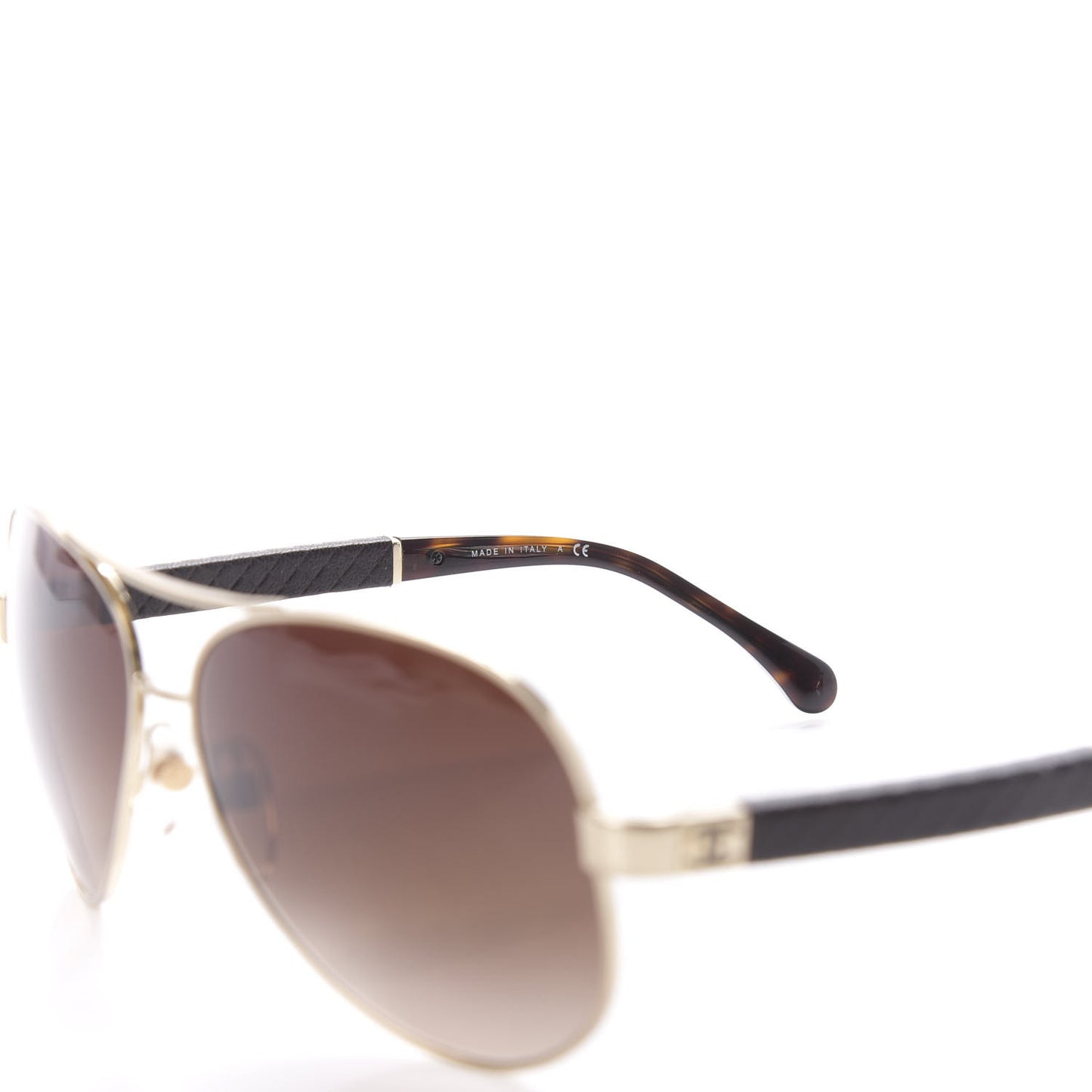 Lambskin Quilted CC Aviator Sunglasses 4195-Q Brown Gold