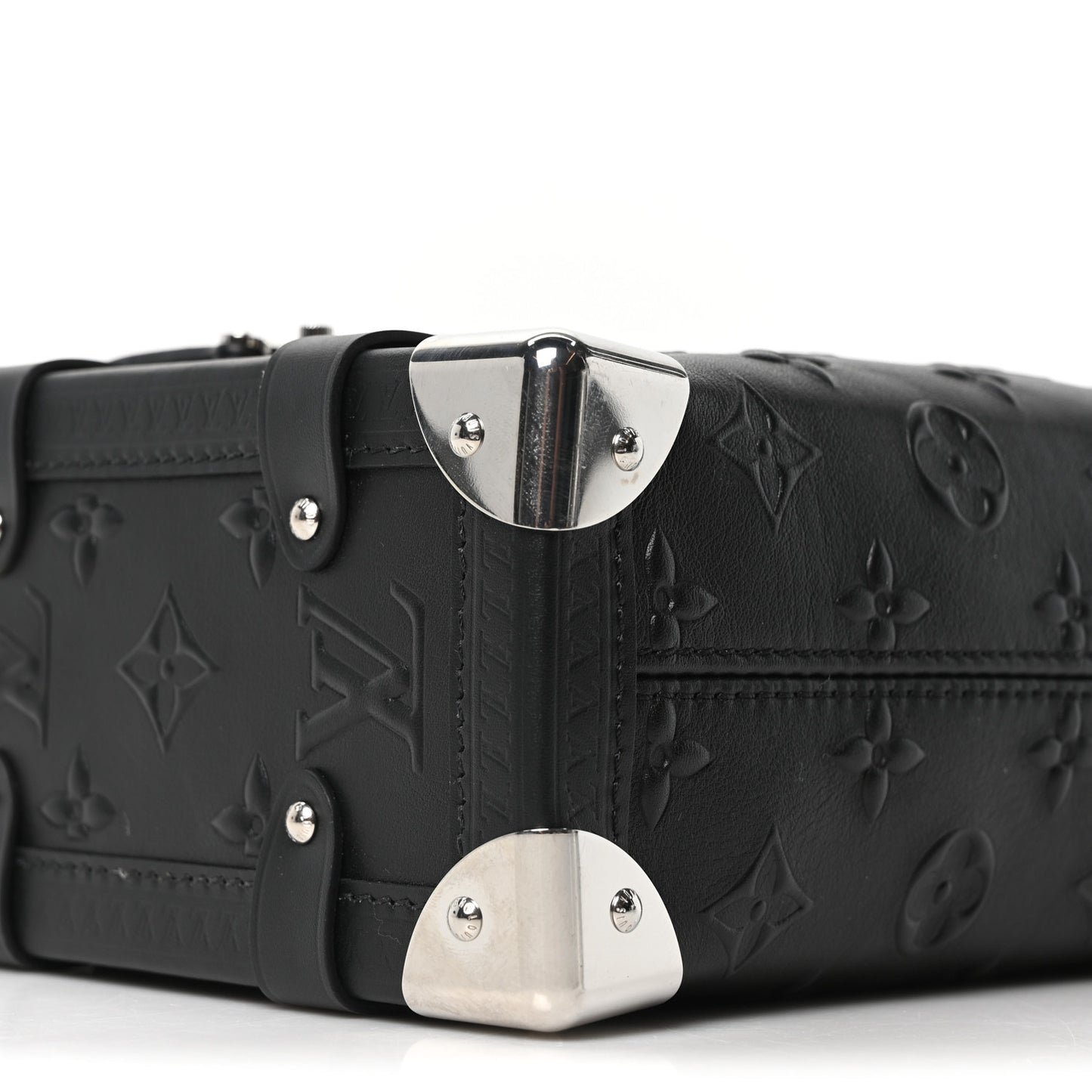 Calfskin Debossed Monogram Side Trunk Black