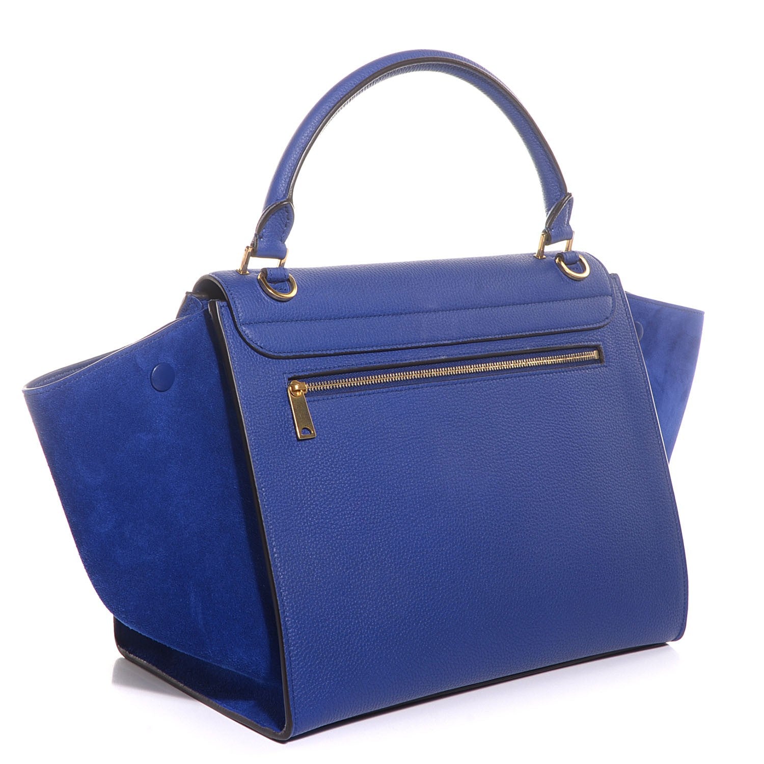 Celine Drummed Calfskin Suede Medium Trapeze Indigo 3 of 9