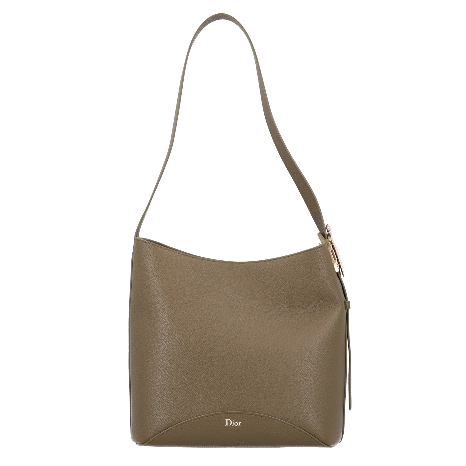 Christian Dior Grained Calfskin Medium Medaillon Bucket Bag Khaki 1 of 8