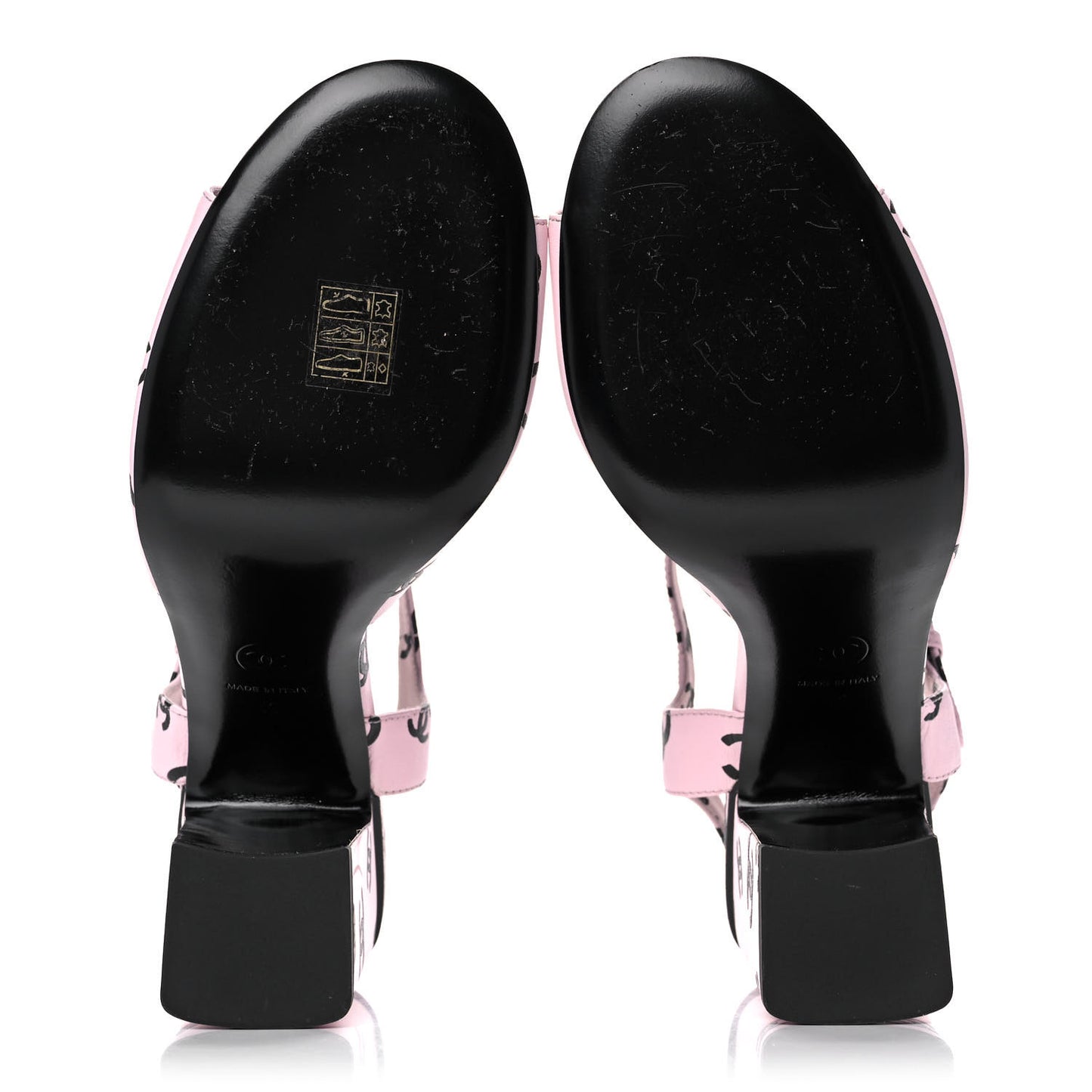 Printed Lambskin CC Sandals 42 Light Pink Black
