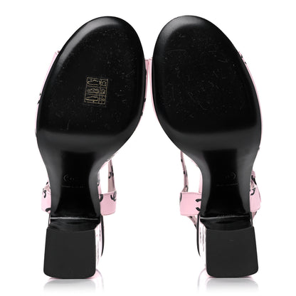 Chanel Printed Lambskin CC Sandals 42 Light Pink Black 5 of 13