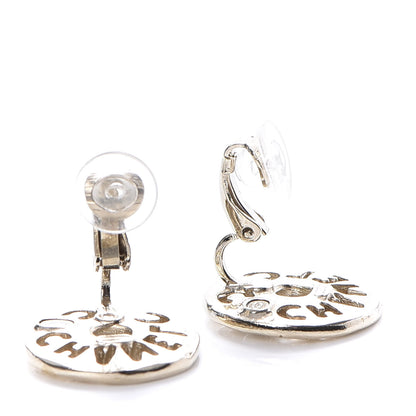 Chanel Crystal Pearl Papyrus Stud Clip On Earrings Gold Grey 4 of 5