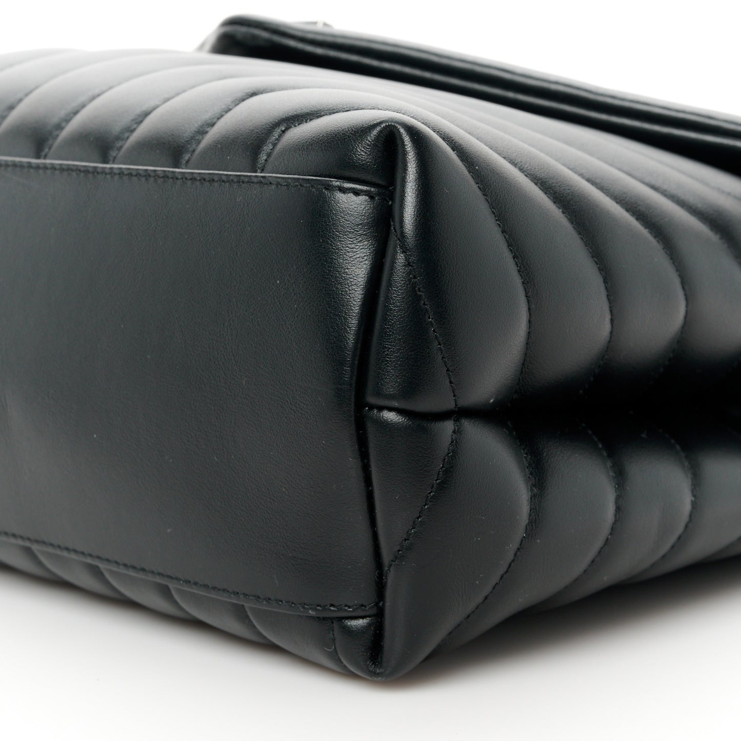 Calfskin Y Quilted Monogram Medium Loulou Chain Satchel Black