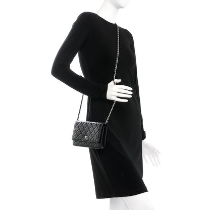 Chanel Lambskin Quilted Wallet On Chain WOC Black 2 of 9