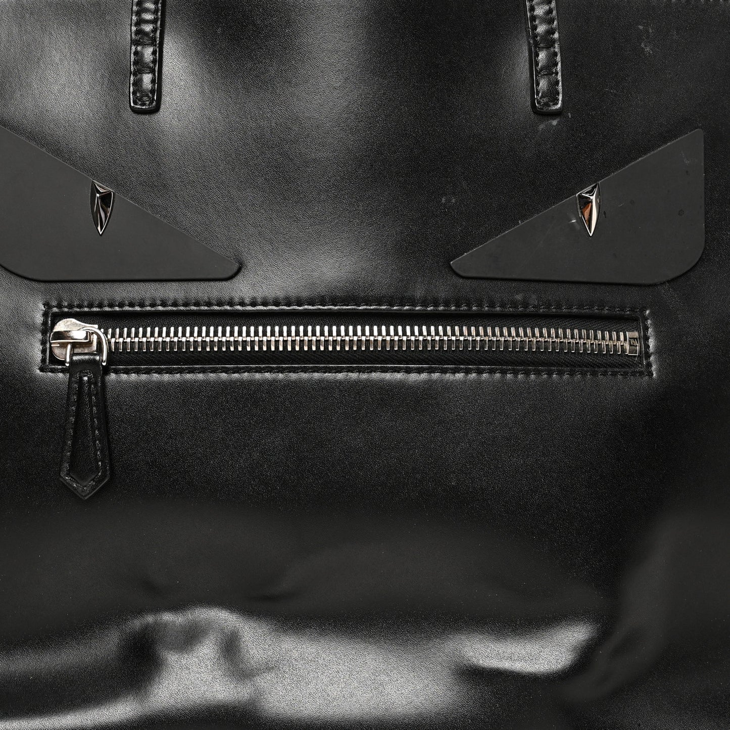 Vitello Liberty Lucido Metal Monster Eyes Medium Roll Tote Black