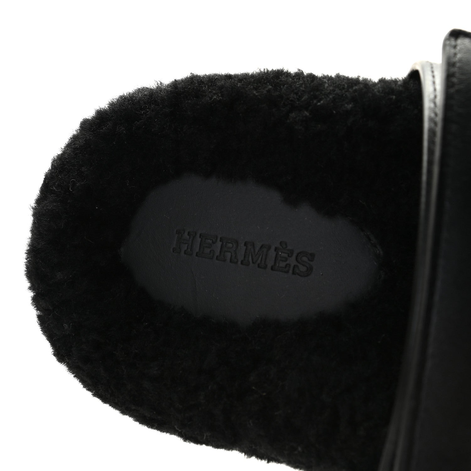 Hermes Calfskin Woolskin Womens Chypre Sandals 36 Black 6 of 12