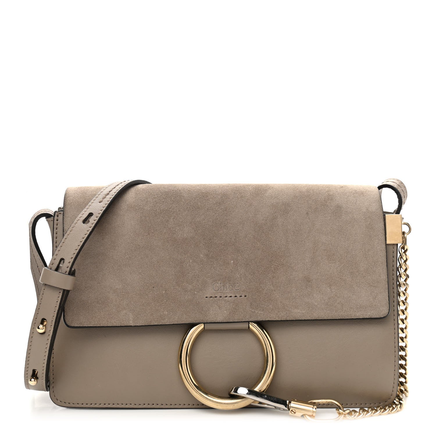 Chloe Suede Calfskin Small Faye Shoulder Bag Motty Grey 1 of 10