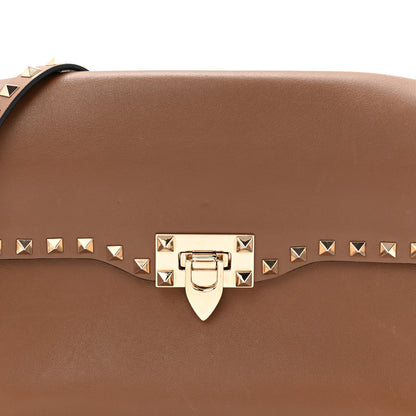 Valentino Garavani Vitello Medium Rockstud Flap Saddle Bag Brown 7 of 9