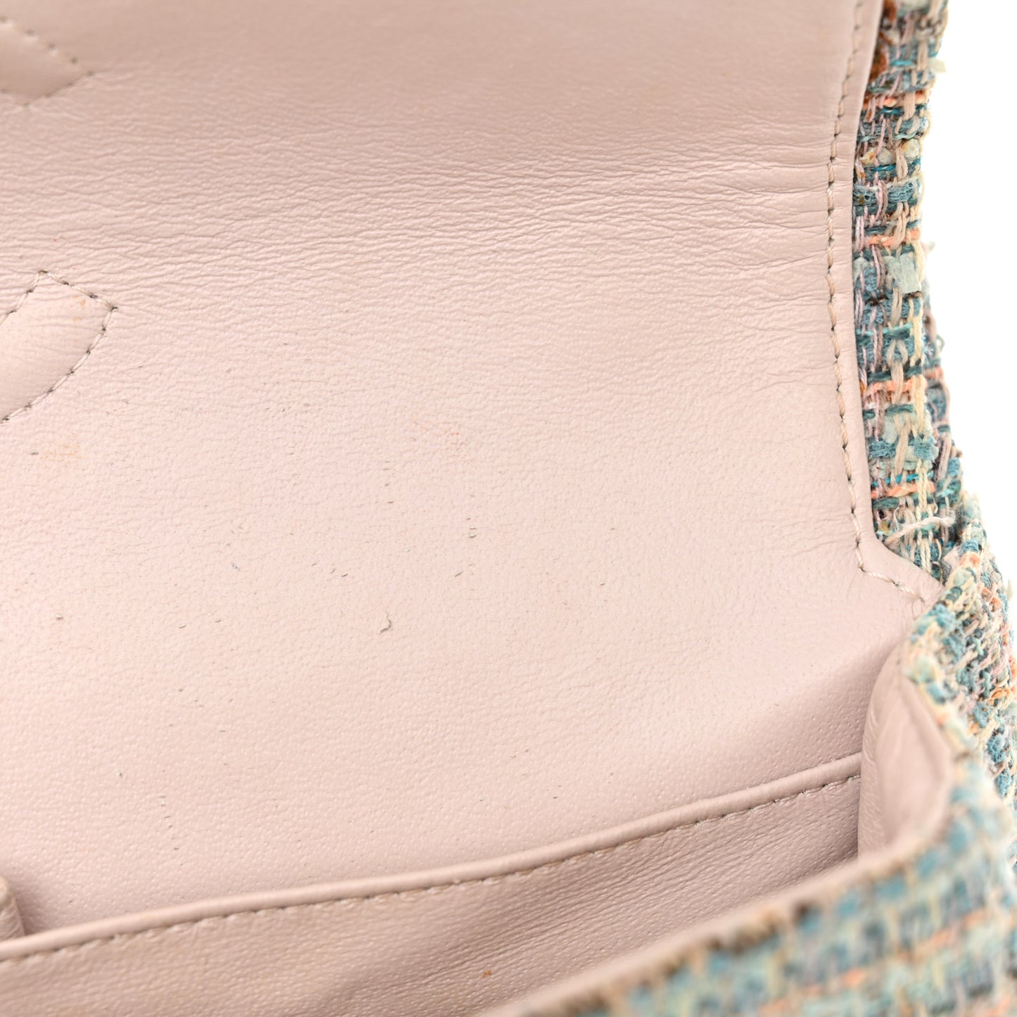 Tweed Quilted Medium Double Flap Blue Multicolor