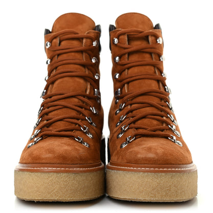 Hermes Suede Shearling Womens Discovery Ankle Boots 39.5 Camel Ecru 2 of 10