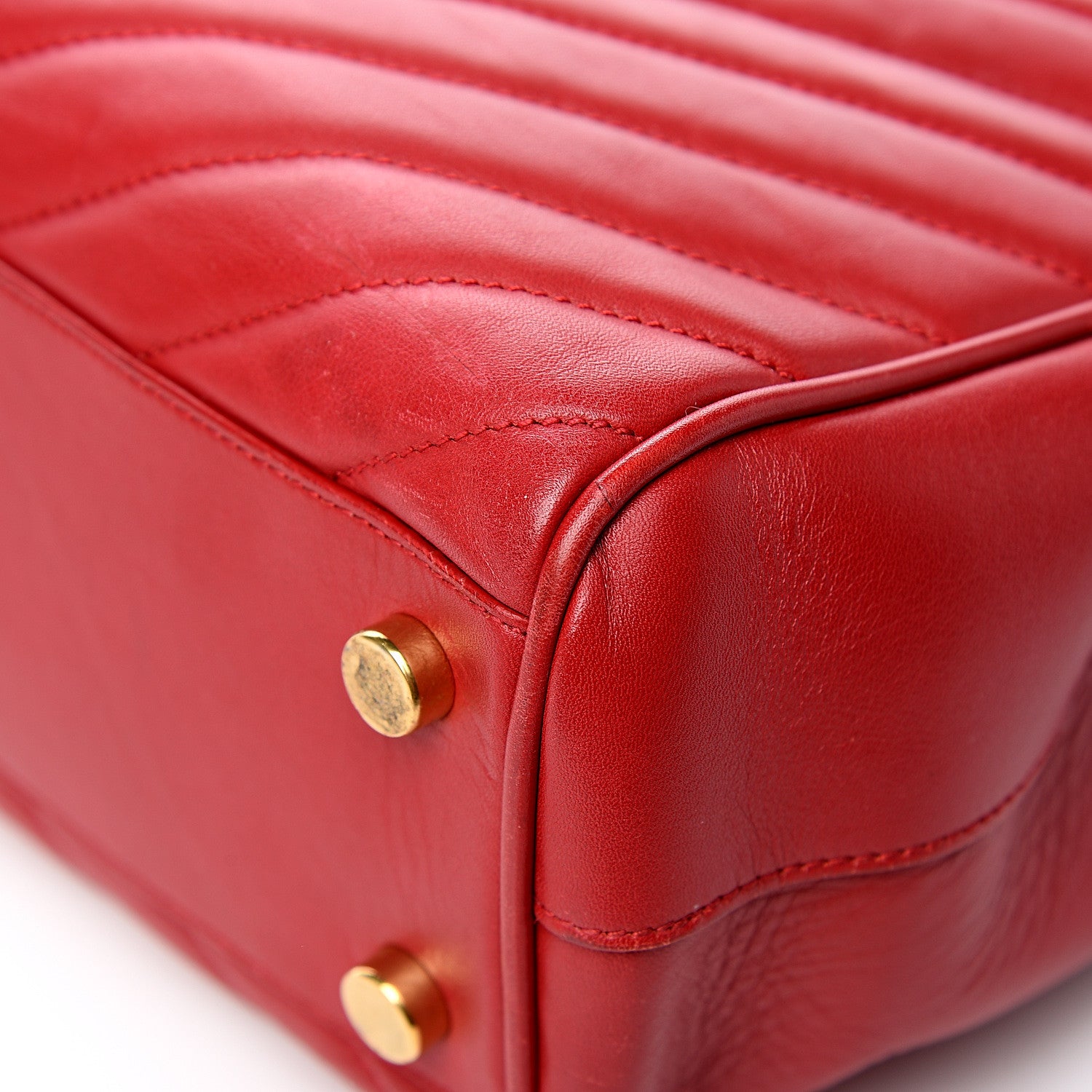 Saint Laurent Smooth Calfskin Matelasse Chevron Monogram Shopping Bag Red 10 of 15