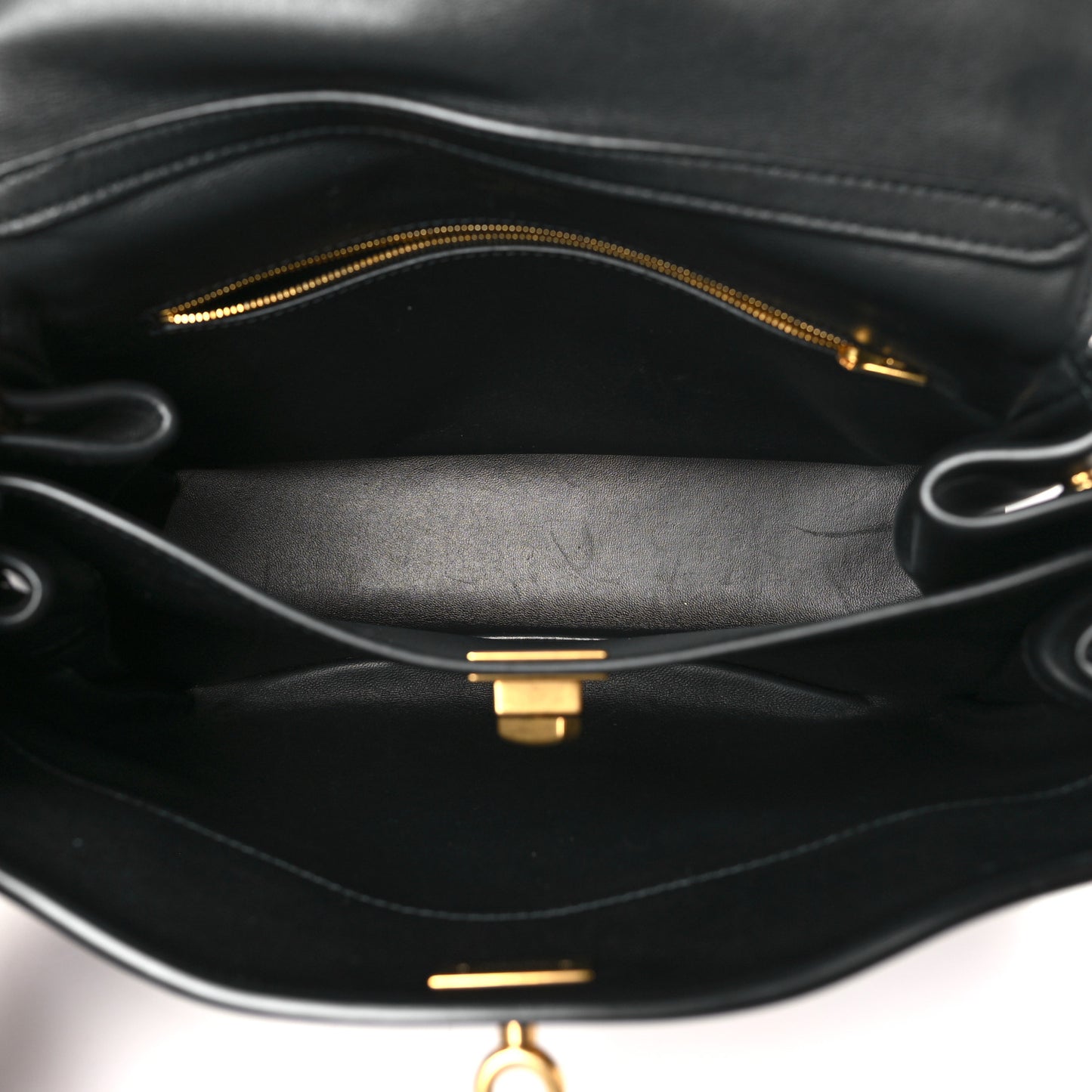 Natural Smooth Calfskin Small Rodeo Top Handle Handbag Black