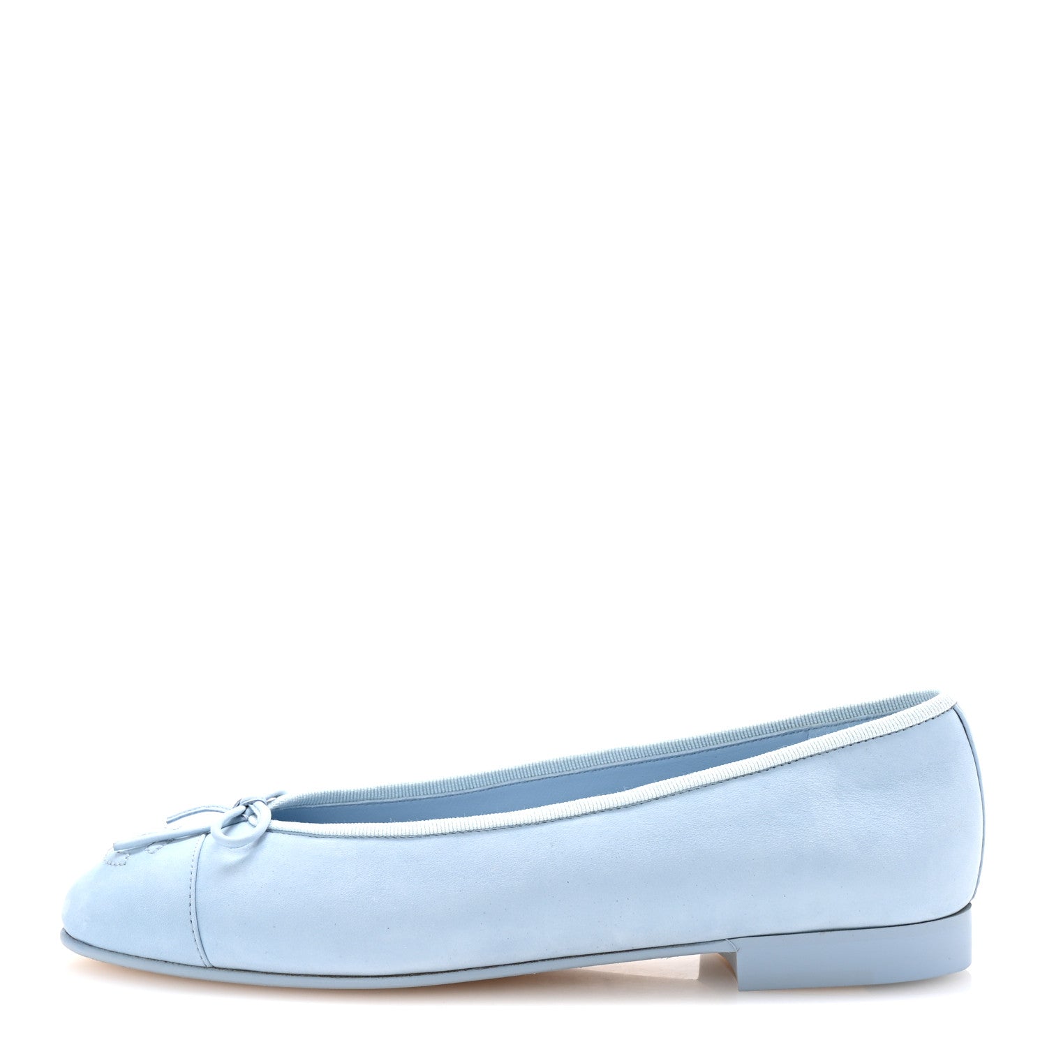 Chanel Suede Calfskin Cap Toe CC Ballerina Flats 37 Light Blue 1 of 10