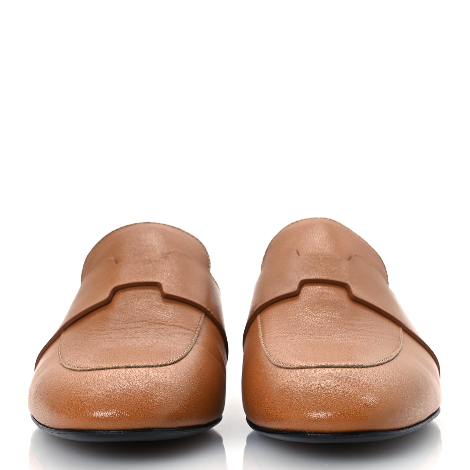 Hermes Goatskin Womens Catena Mules 37.5 Beige Dore 3 of 14
