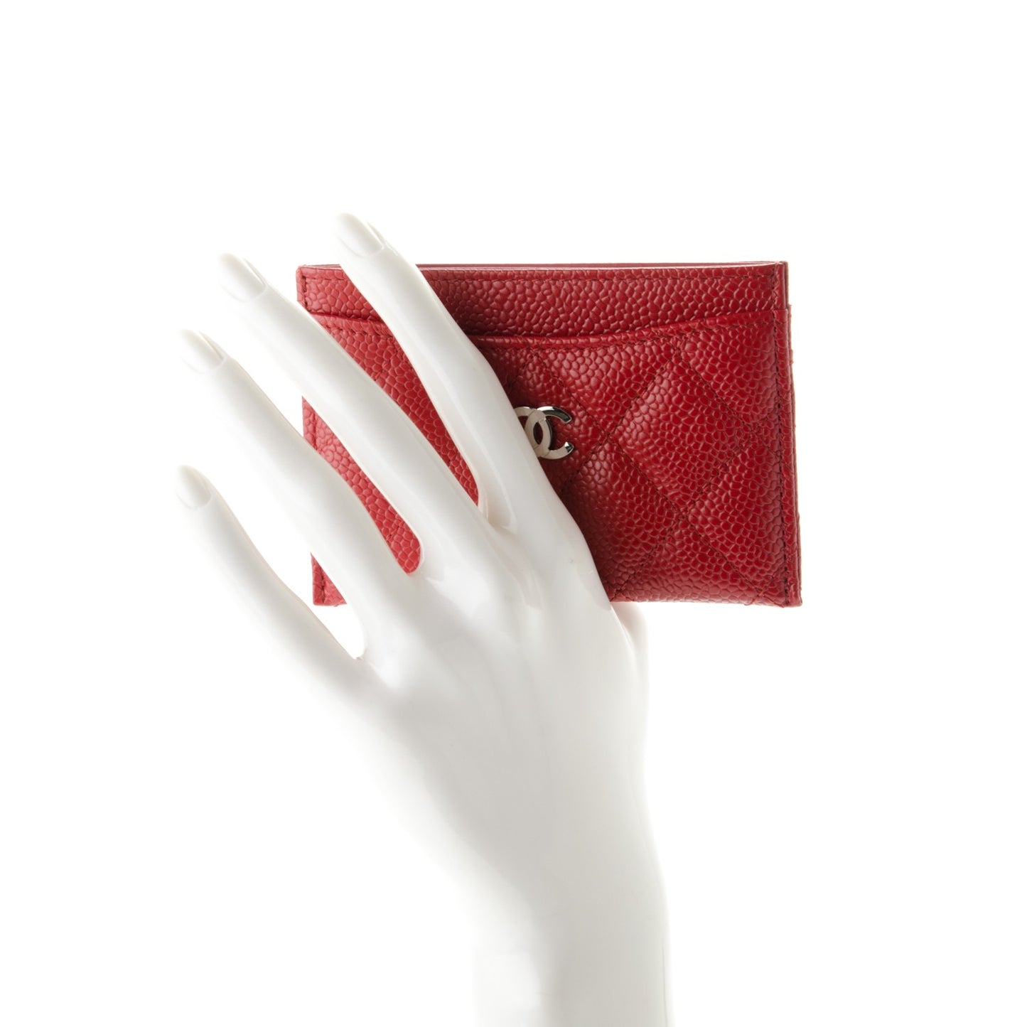Caviar Quilted Card Holder Red