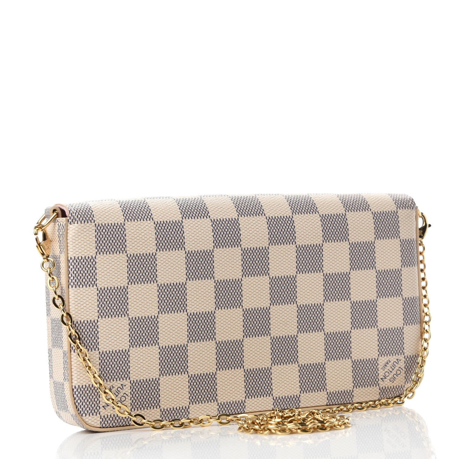 Louis Vuitton Damier Azur Pochette Felicie Chain Wallet Rose Ballerine 3 of 12