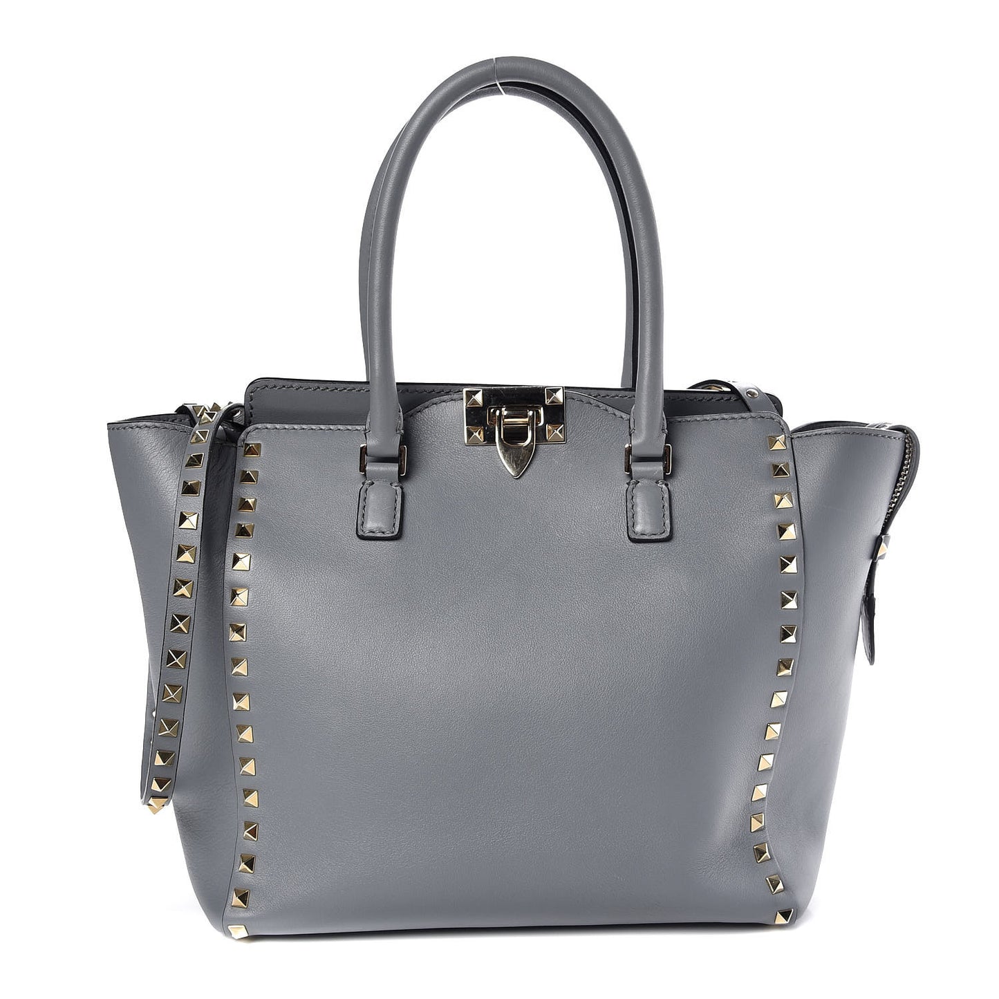 Vitello Rockstud Double Handle Tote Stone