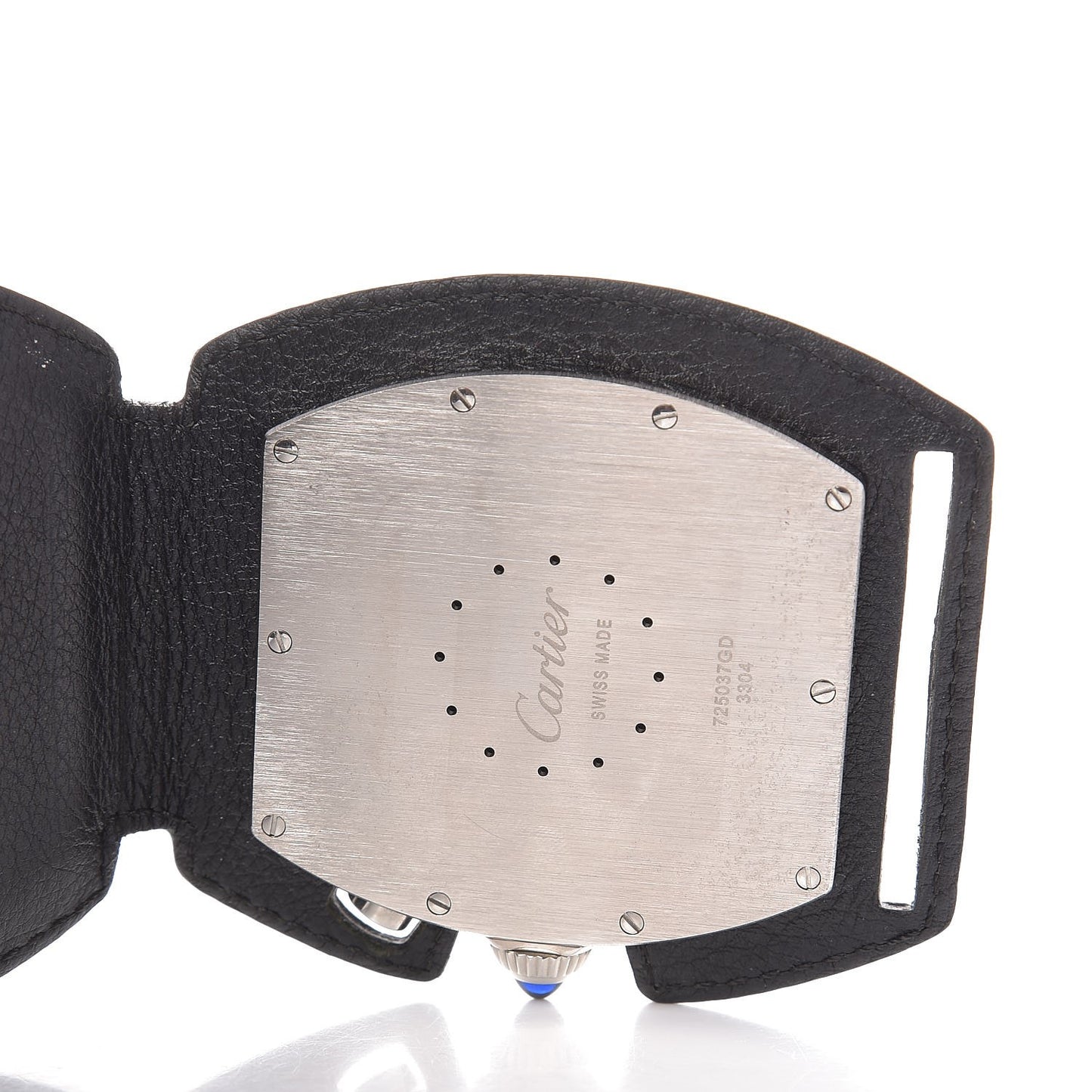 Stainless Steel Calfskin Roadster Quartz Travel Alarm Clock Black
