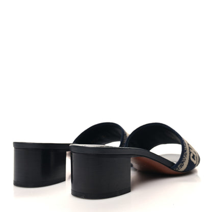 Christian Dior Cotton Embroidered Dway 40mm Slide Sandals 36.5 Deep Blue 35.5 Deep Blue 4 of 8