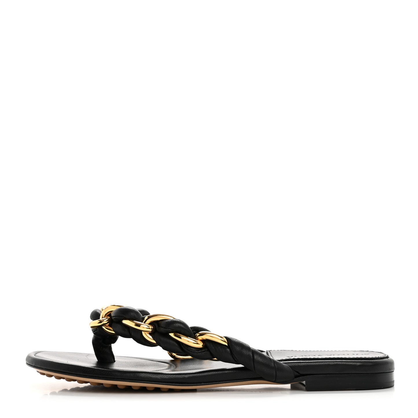Nappa Chain Dot Flat Sandals 37 Black