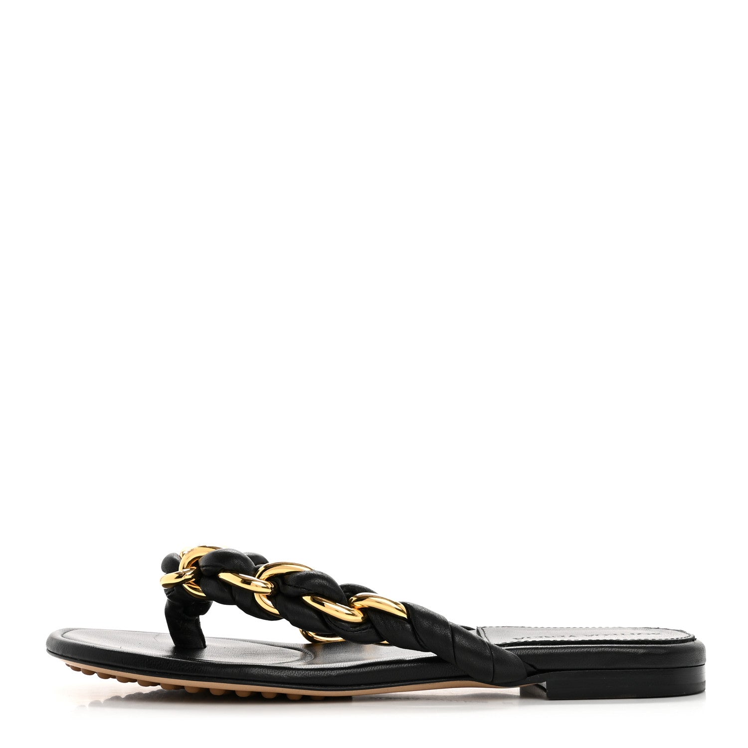 Bottega Veneta Nappa Chain Dot Flat Sandals 37 Black 1 of 10