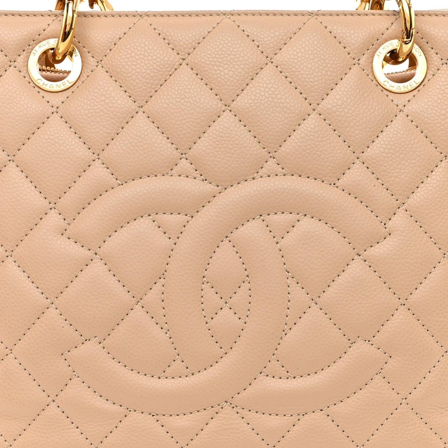 Caviar Quilted Grand Shopping Tote GST Beige Clair
