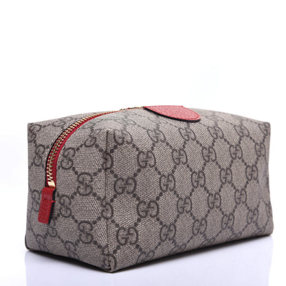 Gucci Soft GG Supreme Monogram Calfskin Medium Ophidia Cosmetic Case Beige Ebony Hibiscus Red 3 of 12