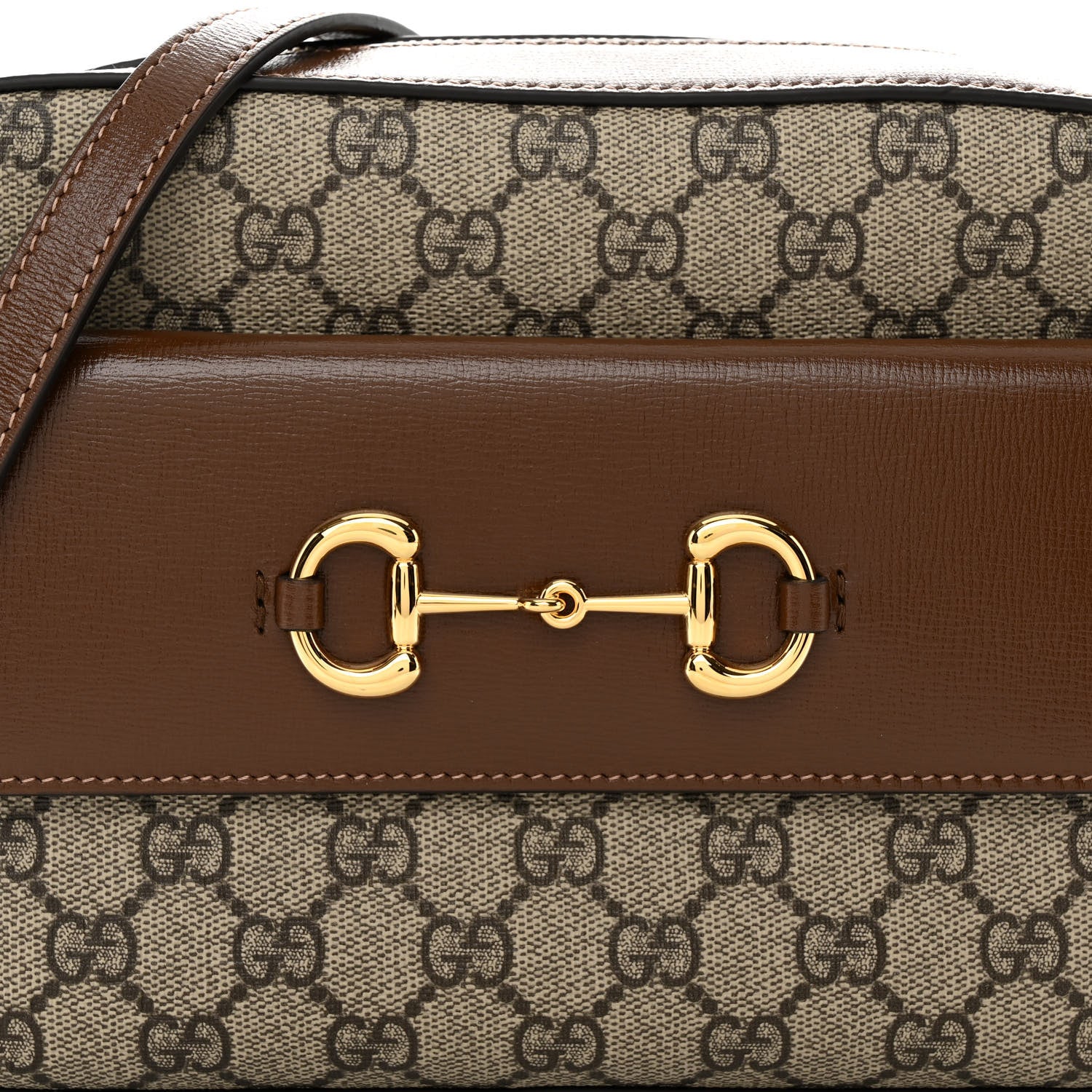 Gucci GG Supreme Monogram Small Horsebit 1955 Shoulder Bag Beige Brown Sugar 8 of 10