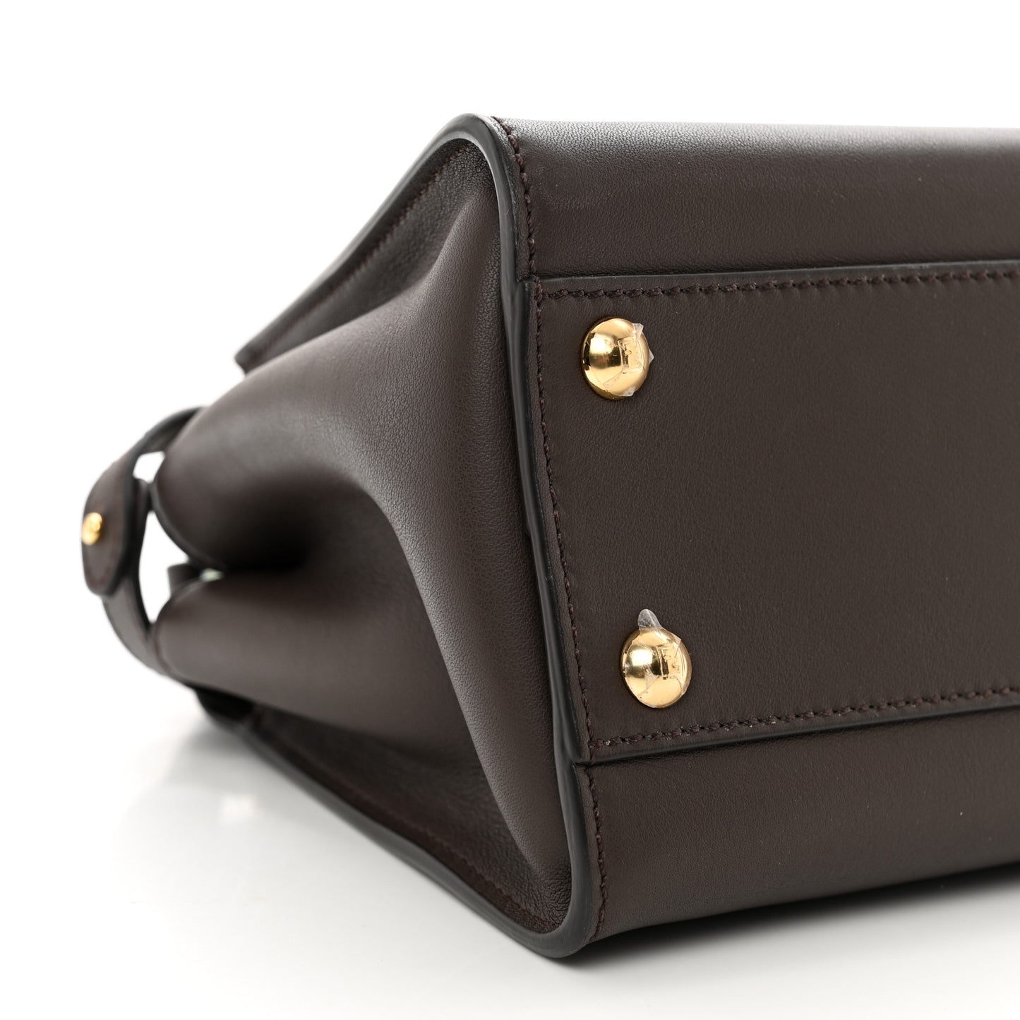 Vitello Seta Suede FF Mini Peekaboo Iconic Satchel Chocolate Sigaro Marrone