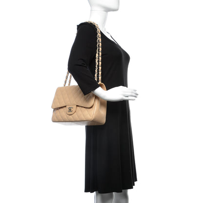 Chanel Caviar Quilted Jumbo Double Flap Light Beige 3 of 8