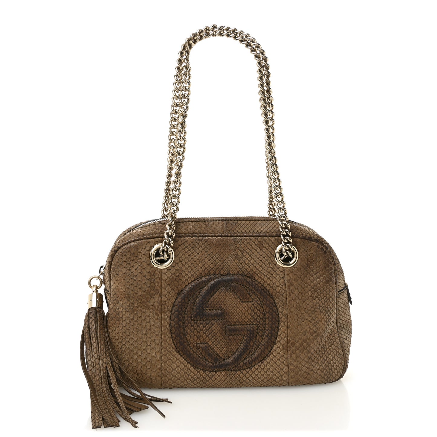 Snakeskin Small Soho Bowler Brown