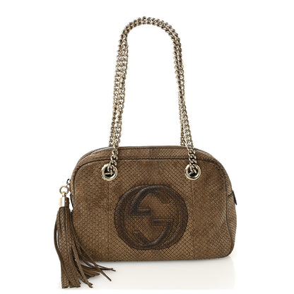 Gucci Snakeskin Small Soho Bowler Brown 1 of 10