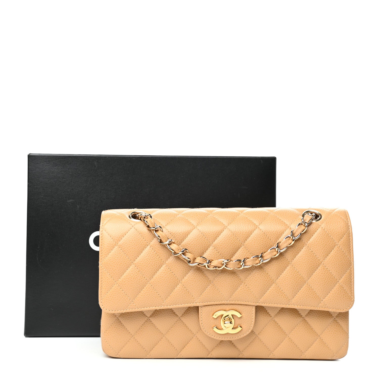 Chanel Caviar Quilted Medium Double Flap Beige 10 of 10
