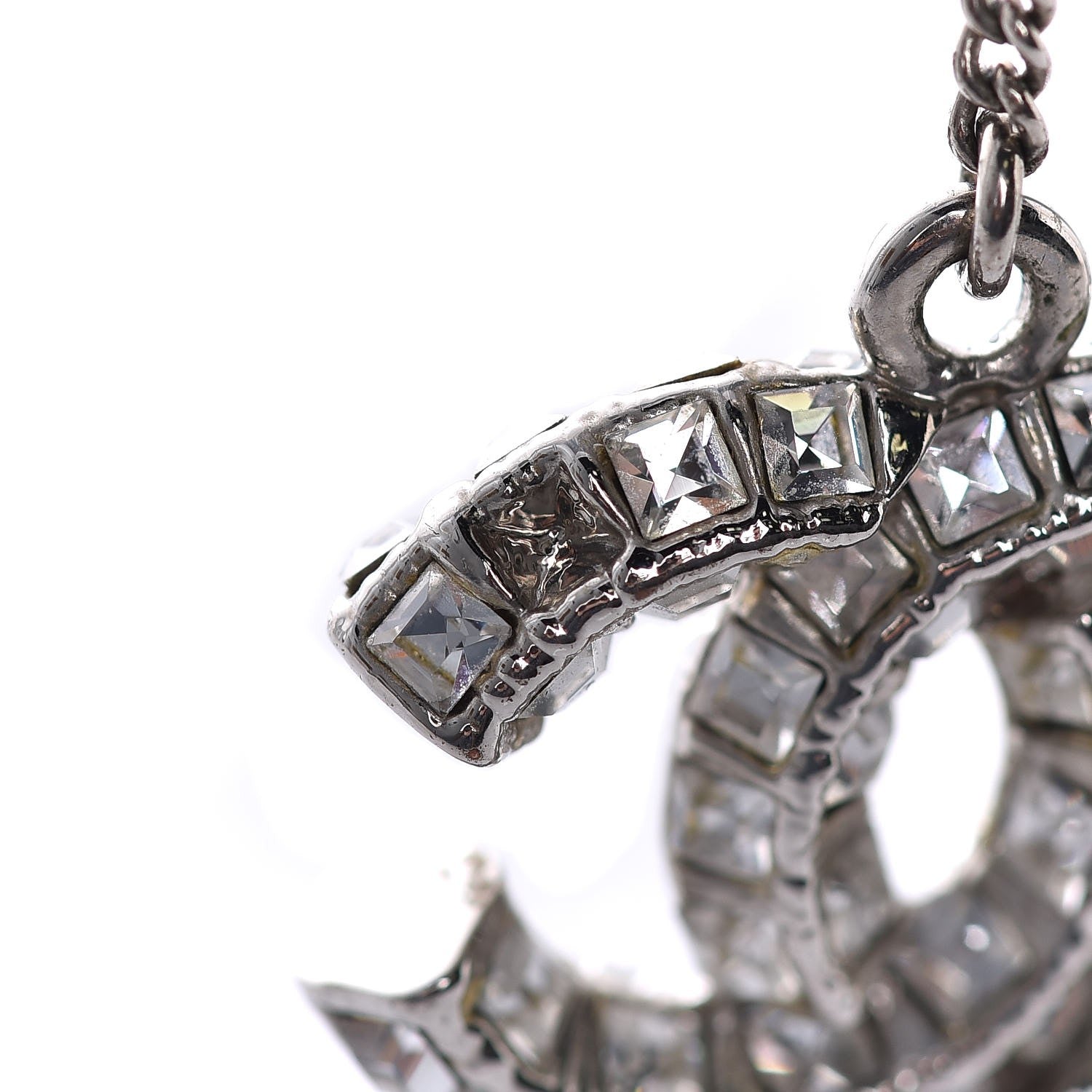 Chanel Baguette Crystal CC Drop Earrings Silver 4 of 6