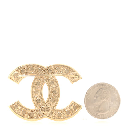 Chanel Metal Crystal Graduated Pearl CC Brooch Gold 2 of 4