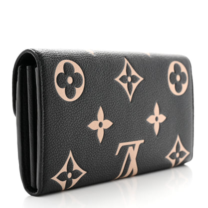 Louis Vuitton Monogram Empreinte Giant Sarah Wallet Black Beige 3 of 7
