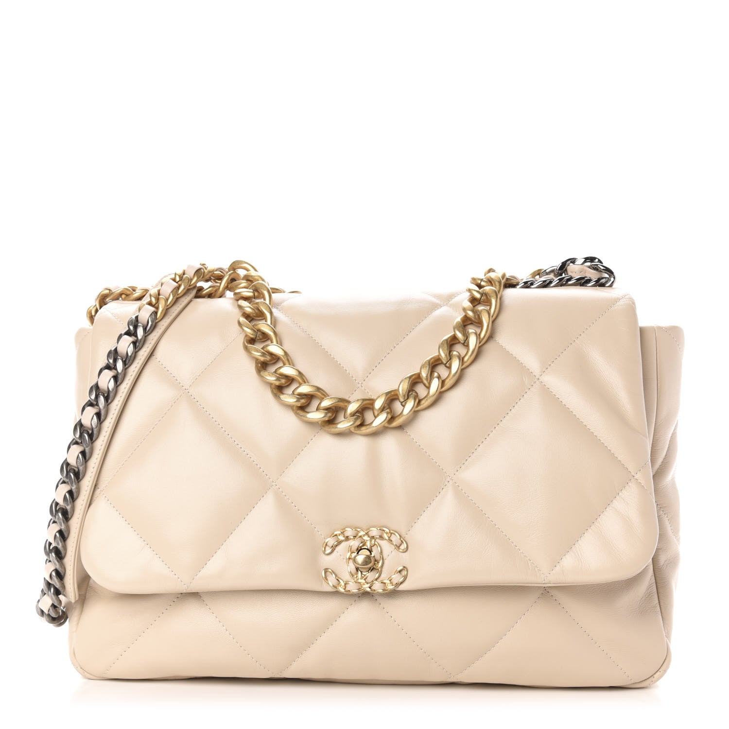 Chanel Goatskin Quilted Maxi 19 Flap Beige 1 of 10
