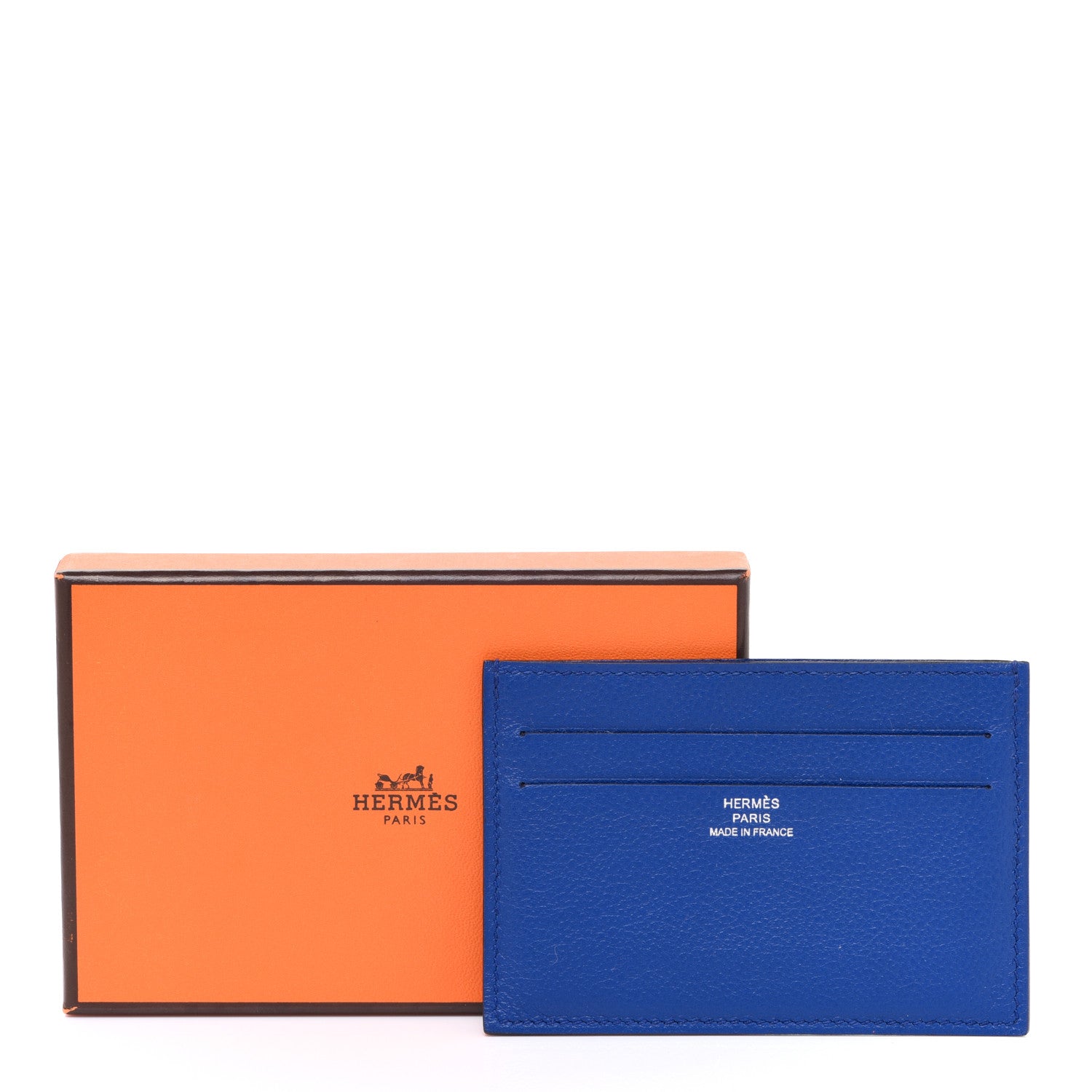 Hermes Evercolor Citizen Twill Card Case Bleu Royal Celeste Orange Poppy 8 of 8